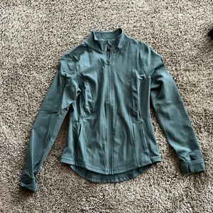 Gray/blue fitted full zip up sweatshirt